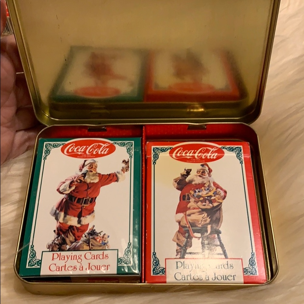 Coca cola nostalgia card collector tin